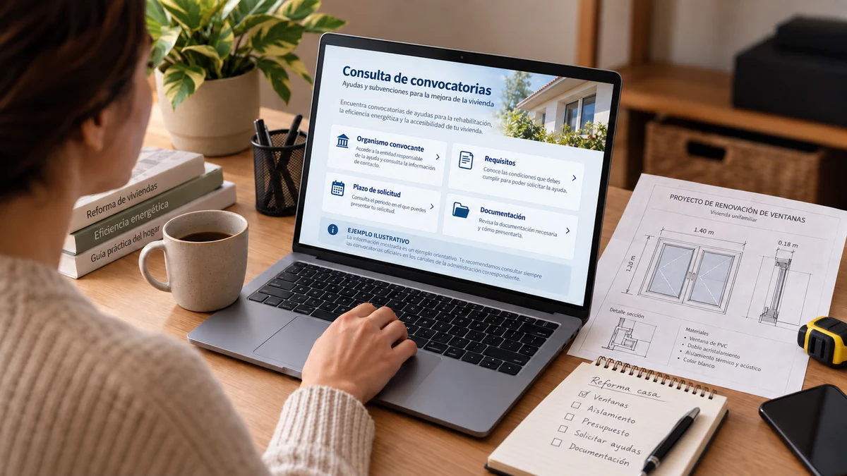 Ejemplo ilustrativo de consulta del organismo, requisitos, plazo y documentación de una convocatoria.